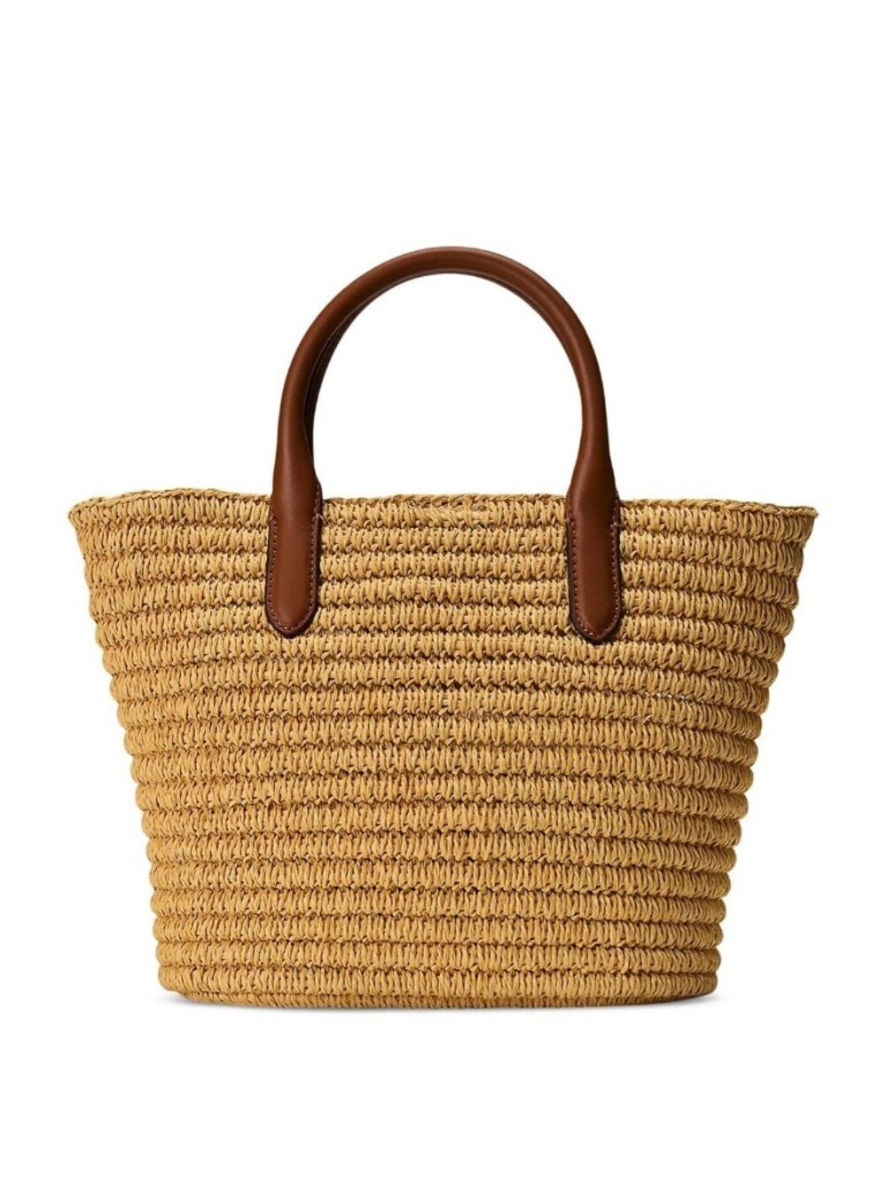 RALPH LAUREN Brie woven straw leather trim small tote shoulder bag -Natural - Picture 4 of 13